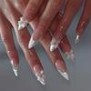Almond White Medium 3D Bow French False Nails