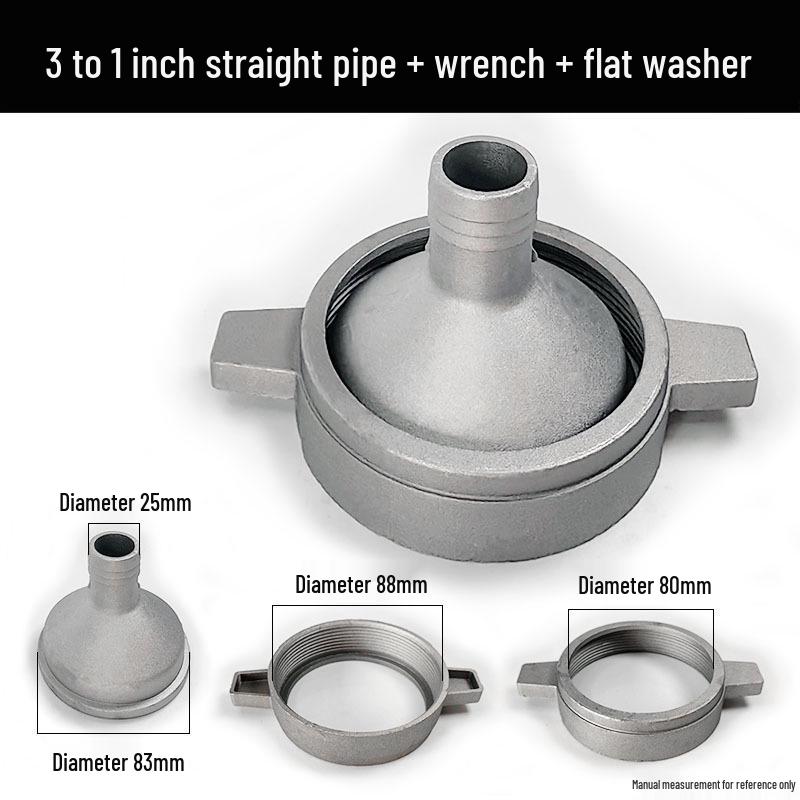 Gasoline Engine Water Pump Complete Accessory Set: Self-Priming Pump with 2/3/4 Inch Aluminum Connector, Straight Pipe, and Flat Washer.