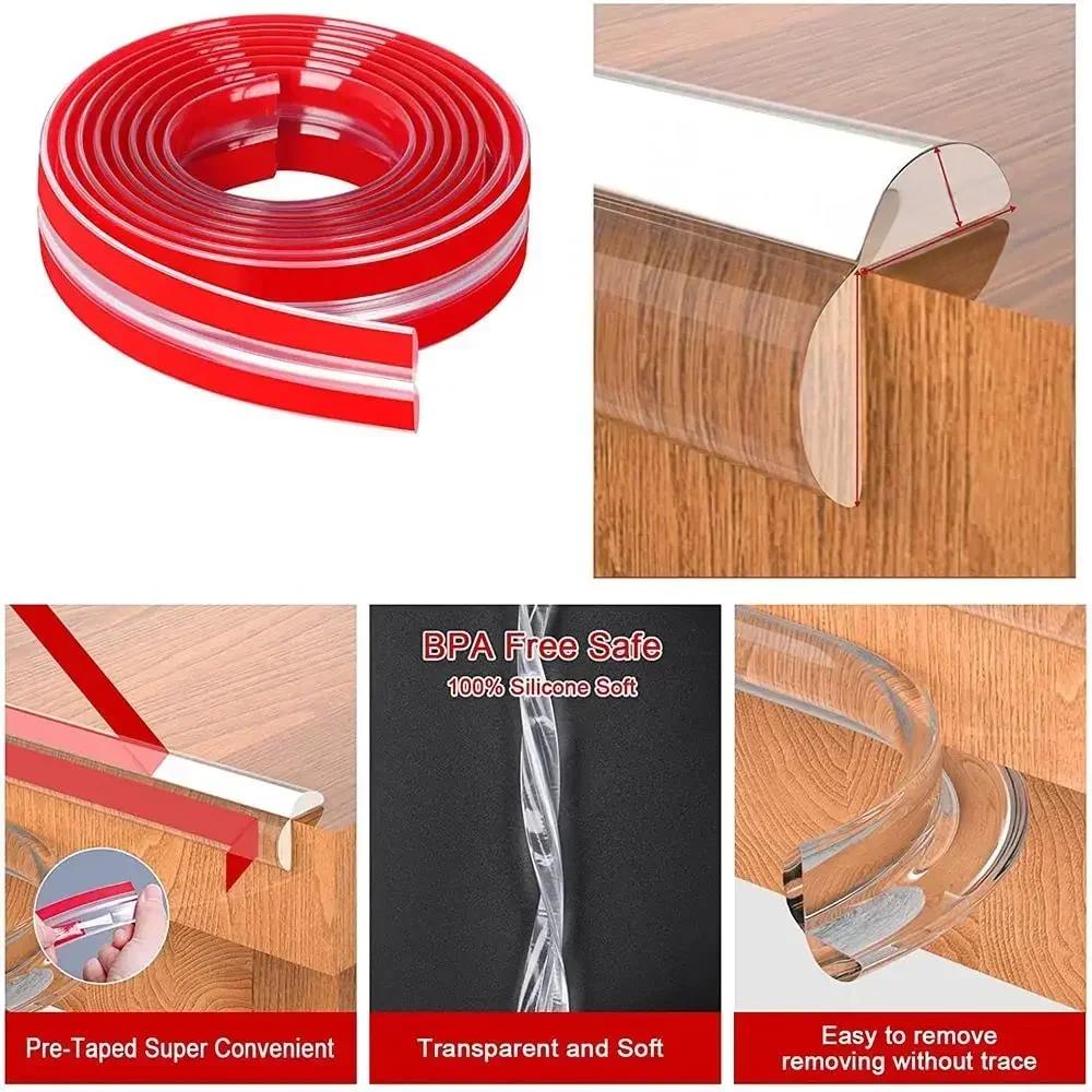 1/2/3meters Table Edge Guard Silicone Protection Strip Tape Self Adhesive Collision Proof Furniture Corner Protectors