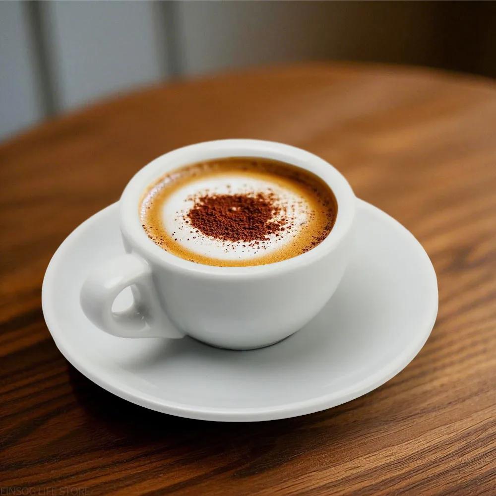 Итальянская керамическая чашка эспрессо и блюдце 50 мл чисто белая многоразовая посуда для напитков для кафе черного чая и кофе 50ML белый