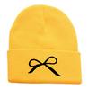 Bow Embroidered Flower Knitted Hat Versatile Wool Hat Outdoor Riding Pullover Hat
