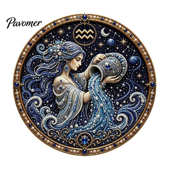 12 Zodiac Signs Faux Pearl Decor Sign Art Kit, DIY Painting Handmade Picture Kit Kits, Round 3D Constellation Wall Craft for Adults, Home Decoration
