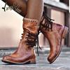 Móda 2024 Britský styl Podpatek Motorkářské boty Šněrování Zip Nepravidelné Nýty Doplňky Gotický styl Platformové boty pro ženy Zima