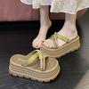 Sandals Fashion Casual Thick-soled Medium Heel 2025 Slippers Women's Outer Wear New Small Height Increase Summer Pearl Lazy