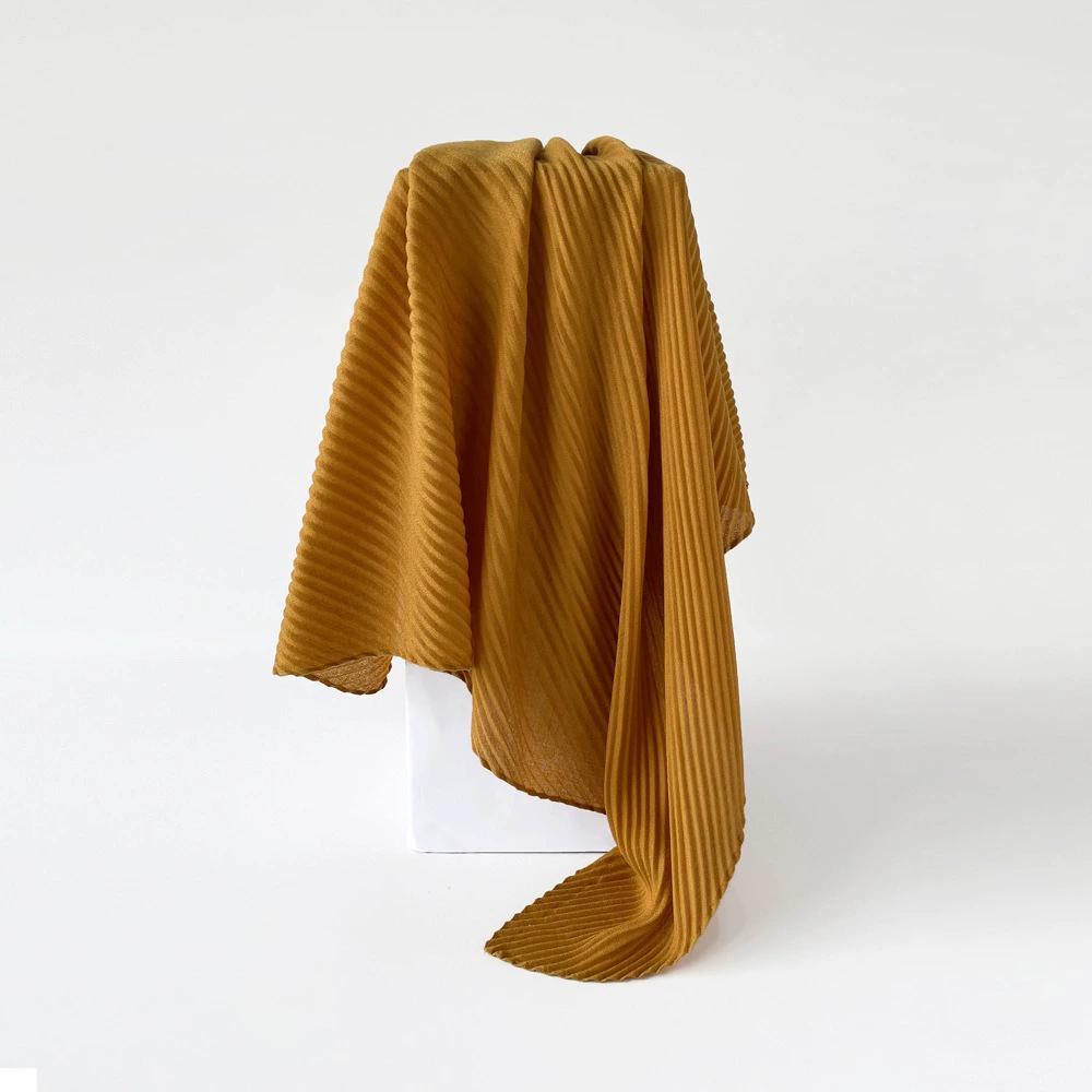 90*90cm Pleated Cotton Linen Square Scarf For Women Muslim Hijab Scarves Shawls Solid Headscarf Wraps Islamic Turban Headband