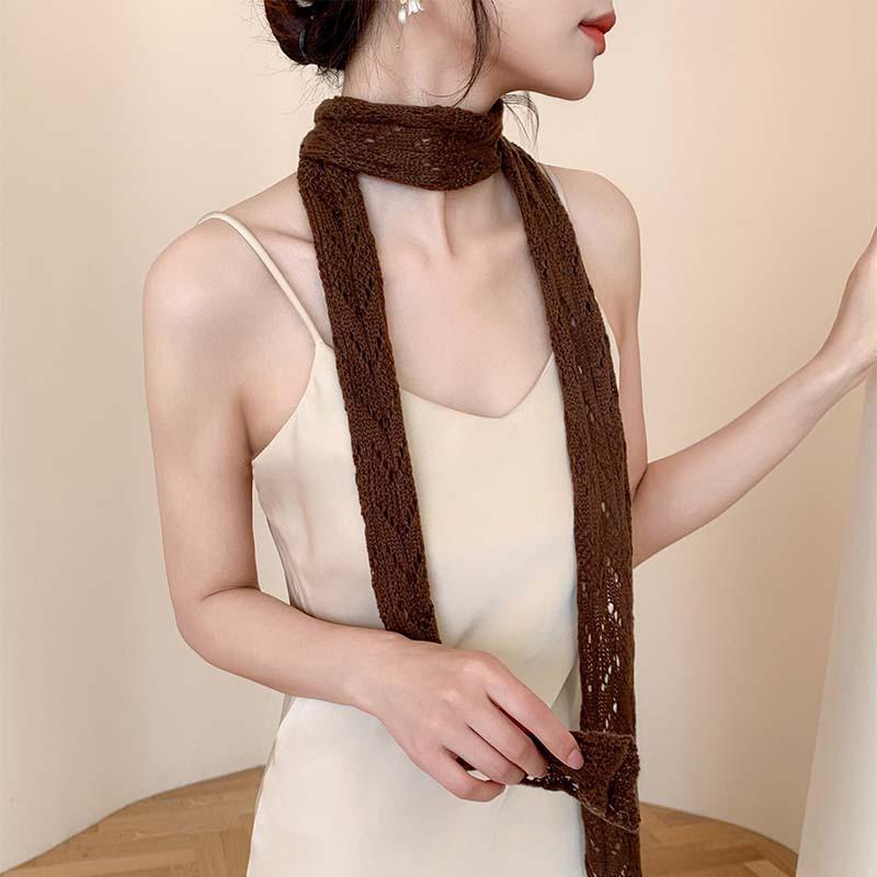 Boutique design spring new niche sexy hollow knitted scarf neckband fashionable decoration versatile and attractive