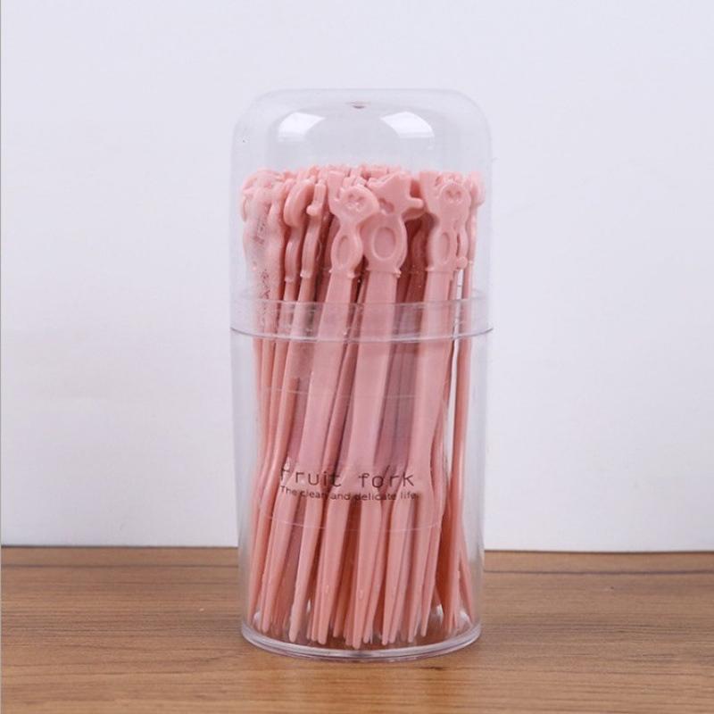 50PCS fruit fork wholesale disposable fruit fork set, plastic fruit sign eating snack fork dessert fork fruit fork
