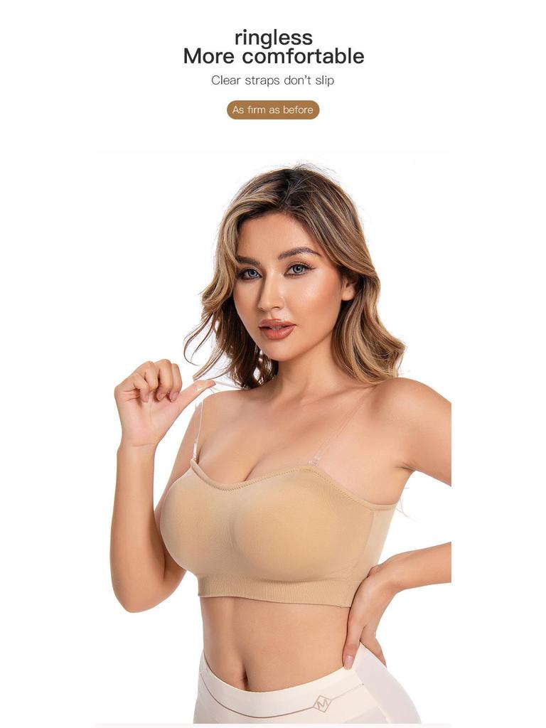 Plus Size Women's Strapless Silicone Non-Slip Seamless Bralette