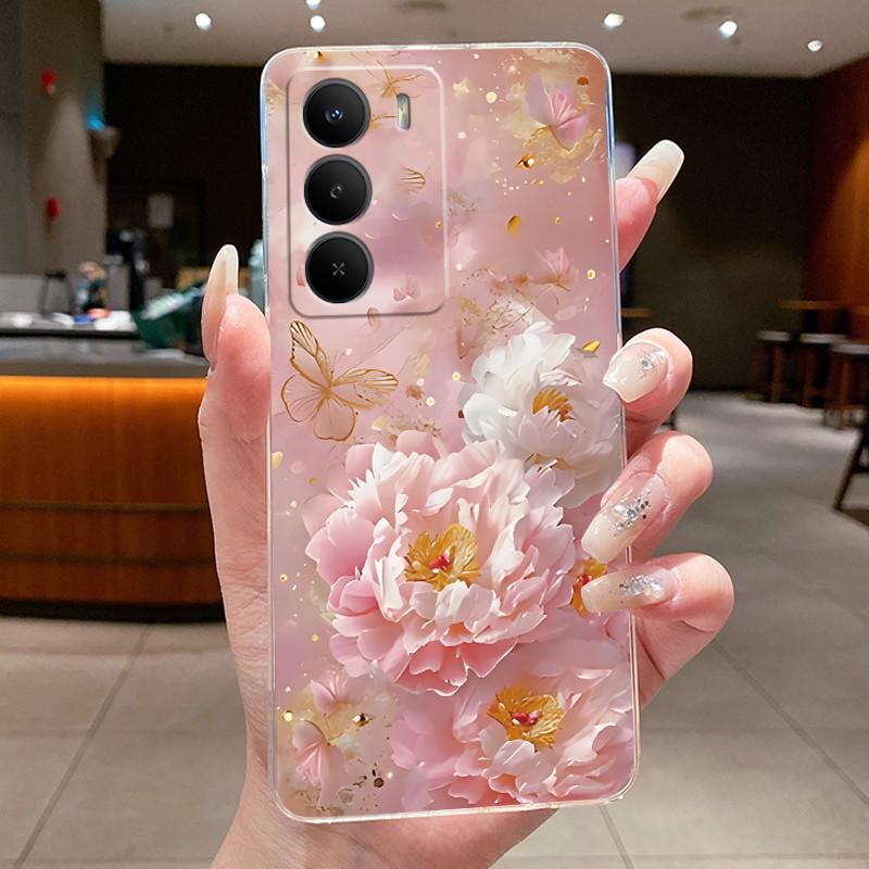 Silikonhülle Für Realme P3 Lite Hübsche Blumen Schmetterling Schutzhülle TPU Weiche Rückseite Fundas Für Realme P3 Lite 4G Handyhülle