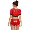 Damen Wasserdicht Vinyl Crop Top Kurzarm Klettverschluss Seiten Windelüberzug Shorts Anpassbares Badeanzug Set
