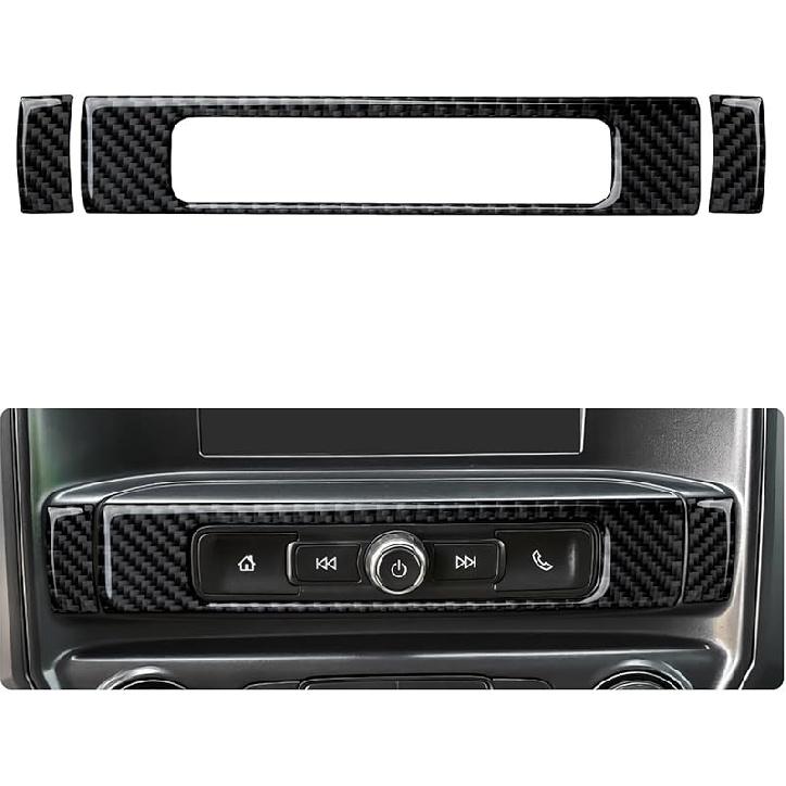 Car Carbon Fiber Decal Center Console Lower Panel Sticker Cover Interior Trim Decal For Chevrolet Silverado/GMC Sierra 1500 2500HD 3500HD 2014-2018