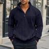 Men Loose Large Size Half Zip Stand Collar Long Sleeve Pullover Sweatshirt