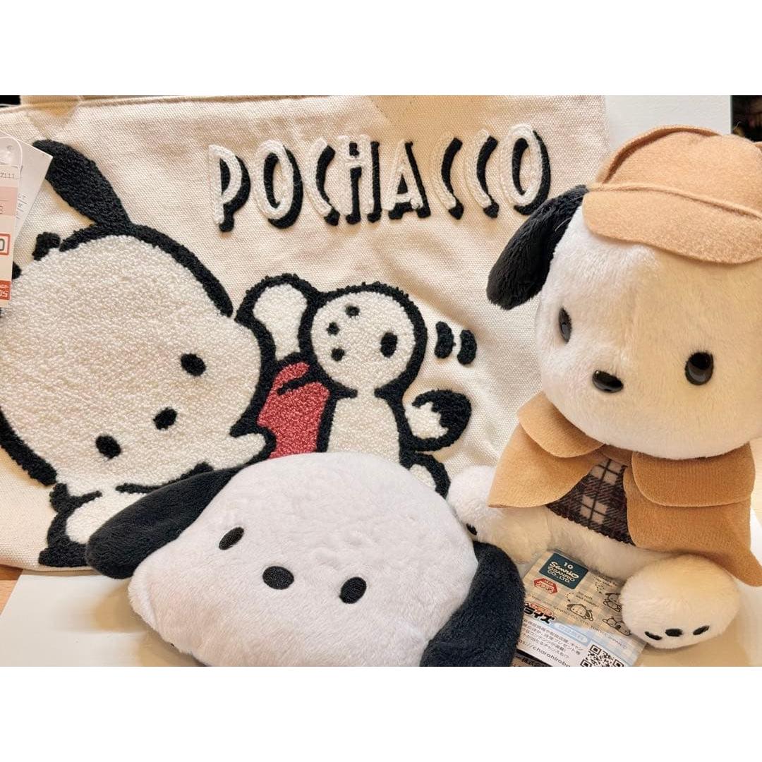 Sanrio Pochacco bag pass case stuffed toy set
