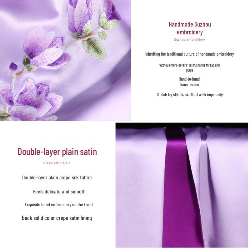 SIYUTANG Suzhou Embroidery Magnolia Silk Scarf