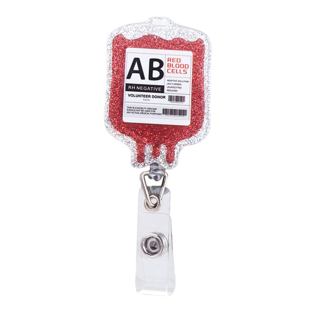 ABS Retractable Badge Reel Easy To Pull Buckle Anti Lost Blood Type Bag Shape Clips Nurse ID Holder Keys Lanyard
