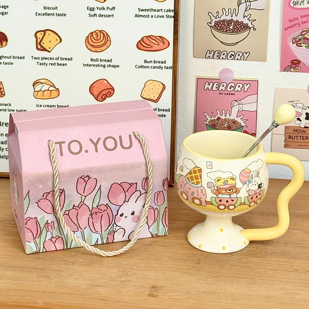 Cute Girl Goblet Cartoon Mug Ceramic Water Cup Household High-value Coffee Cup Good-looking Birthday Gift