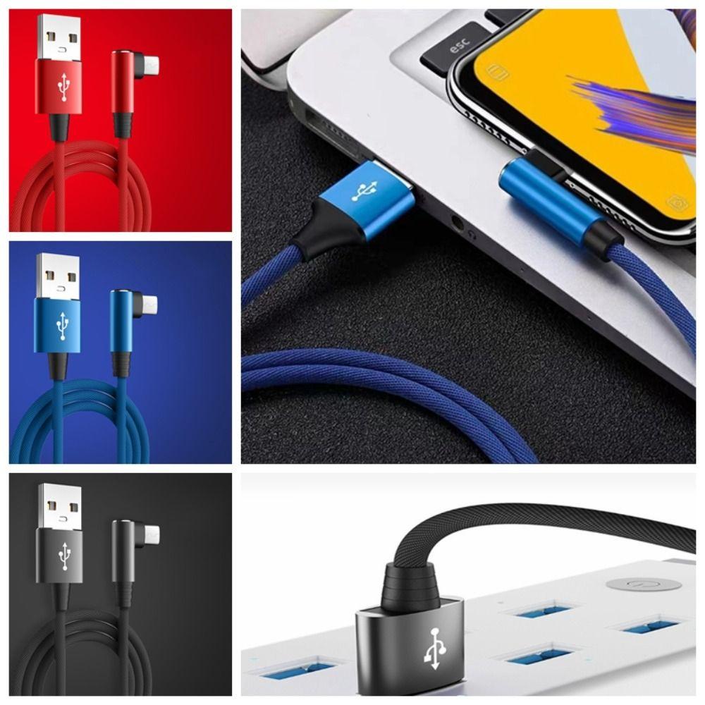 90 Degree Angle Type C Cable Woven Shell Single Elbow USB Cable  Data Transmission