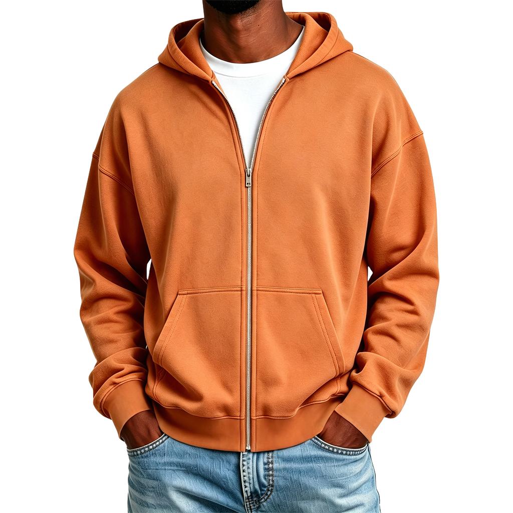 Felpa con cappuccio e zip colorata da uomo, giacca invernale casual