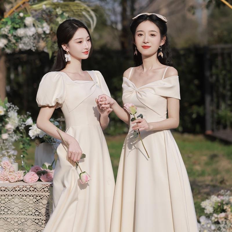 Champagne Color Elegant Fitted Graduation Dress For Women | Bridesmaid Gown | Perfect Wedding Dress
