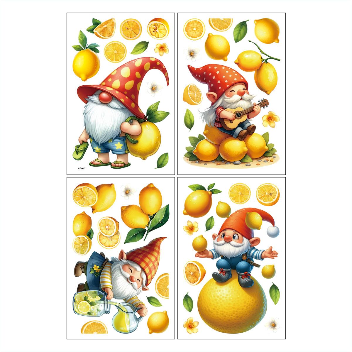 

2026 Summer New Gnome Static Cling Window Stickers, Garden Fairy Tale Self-Adhesive Decals for Home Glass Decoration 30cmx20cmx4 різнокольоровий