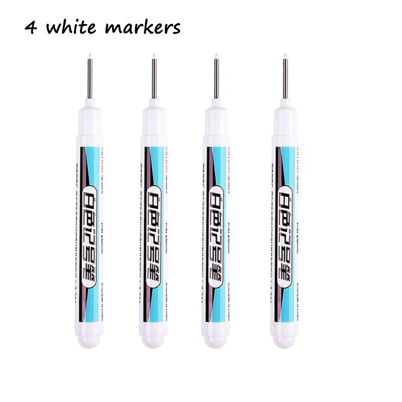 

1/2/3/4 шт. Белые маркеры с длинным наконечником, 0,7 мм, многоповерхностные маркеры для глубоких отверстий, длинный наконечник, для строительства, рукоделия и многого другого