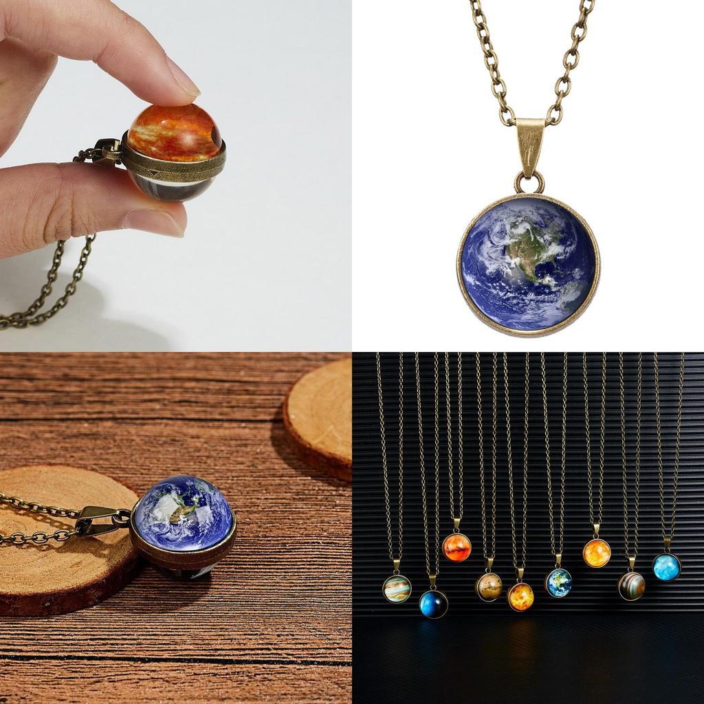Sci Fi Universe Pendant Necklace With Vintage Zinc Alloy And Circular Chain For Night Sky Lovers