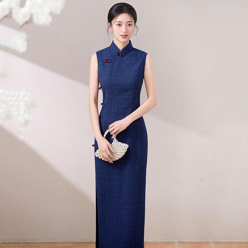 White sleeveless national style new Chinese Suzhou long cheongsam improved young 1011 new women's high sense summer