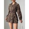 Women's 2026 Spring Winter Leopard Print Satin Dress with Elastic Waist and Slimming Effect
