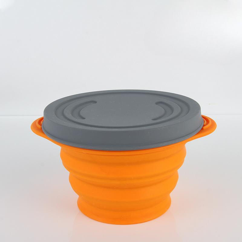 Outdoor Use Travel Silicone Foldable Bowl Travel Portable Retractable Instant Noodle Bowl Childrens Outdoor Use Picnic Lunch Box with Lid