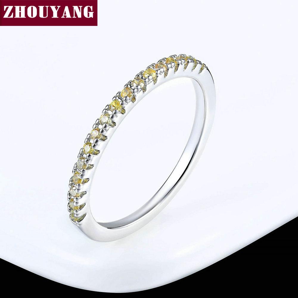 ZHOUYANG Wedding Ring For Women Man Concise Classical Multicolor Mini Cubic Zirconia Rose Gold Color Gift Fashion Jewelry R251