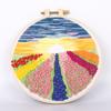 1Pc European-style Landscape Flower Sea Sunrise Colorful Clouds DIY Embroidery Needlework Bamboo Embroidery Frame English Kit
