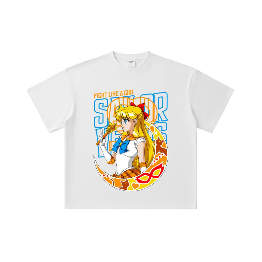 260 GSM Double Yarn 32 Count 100% Cotton Sailor Moon V5 Venus Print Unisex Heavy Cotton T Shirt