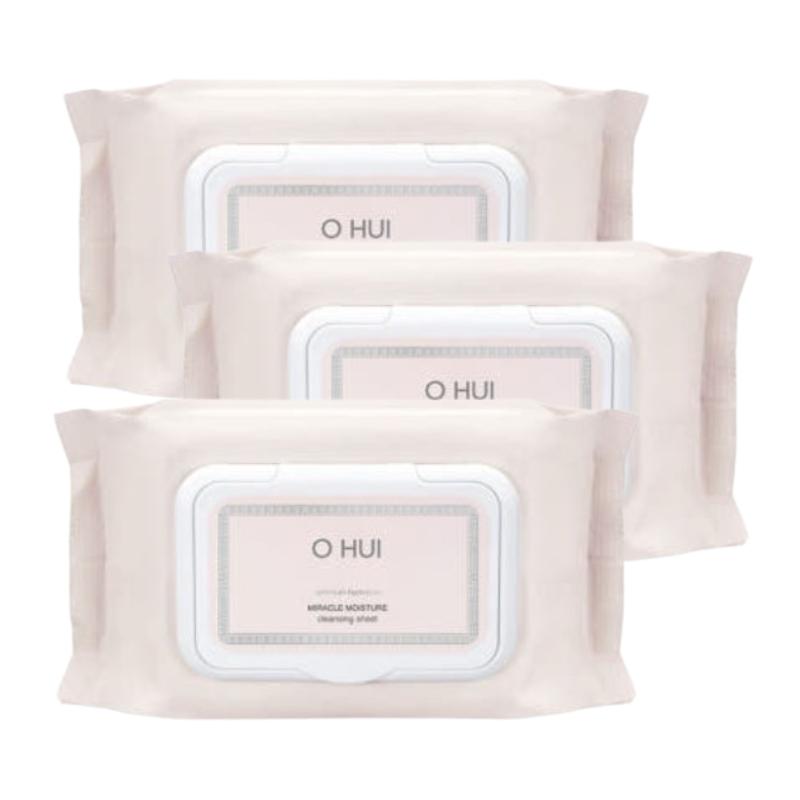 

OHUI Miracle Moisture Очищающие салфетки 60 шт. | Мягкие салфетки для снятия макияжа | Корейский уход за кожей Очищающие салфетки для лица 60 Sheets 3ea