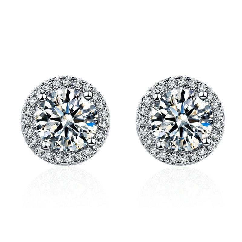 2026 Fashion Classic Women s High Carbon Diamond Full Diamond Princess Round Bag Earrings Earrings Silver Plated Accessories