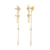 Boucles d'oreilles pendantes en acier inoxydable pour femmes, 2 pièces, chaîne à pompon en Zircon, couleur or, pendentif papillon, bijoux de perçage