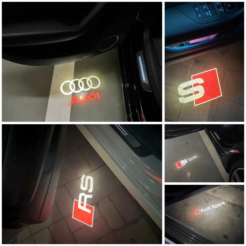 For Audi 8L 2PCS for Audi RS S LINE S3 S4 S5 Quattro Q7 Q5 A3 A5 A7 A6L A4L A8L R8 LED Car Door HD Laser Projector Lights Door Welcome Lamp