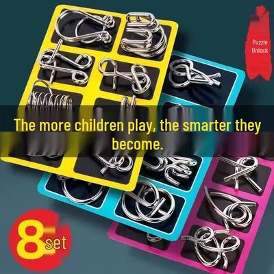 Children's 9-Ring Puzzle Toy: 24-Piece Brain-Boosting Set for Students and Seniors.