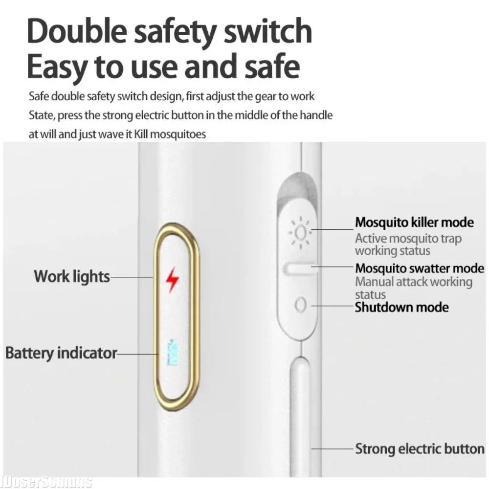 3 IN 1 3000V Mosquito Killer with LED Lamp Electric Bug Zapper Insect Killer USB Recharge Anti Mosquito Flies Fly Swatter Trap