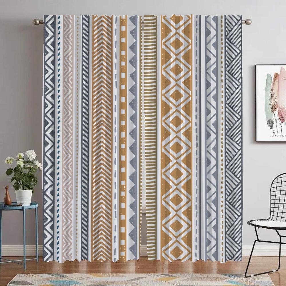 Bohemian Blackout Curtains for Living Room Anti-mosquito Curtains 2 Pieces Partition Window Curtain Shades Tulle for Bedroom