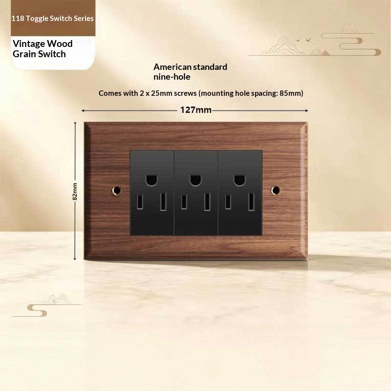 Solid Walnut Wood Wall Switch Socket Retro Brass Toggle Switch 1/2/3 Gang Brazilian Type N Outlet Usb Type-C