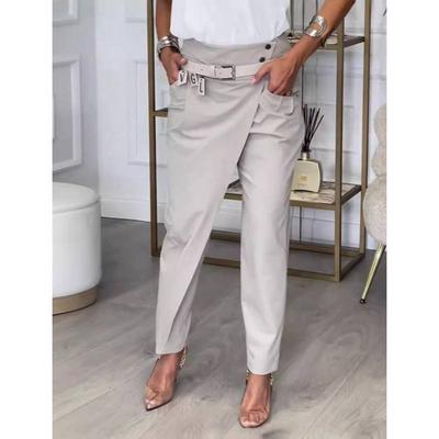 Frühlings Asymmetrische High Waist Anzughose Für Damen Mode Chic Gürtel Gerade Hose Lässige Street Hose Damen Unterteile