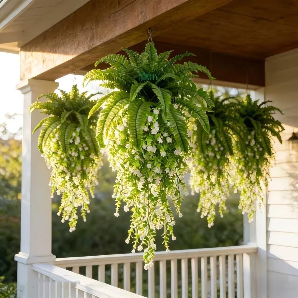 UV Resistant Artificial Persian Fern Leafs Realistic Mixed Lush Leaves Fake Fern Hanging Plants Real Touch Plastic