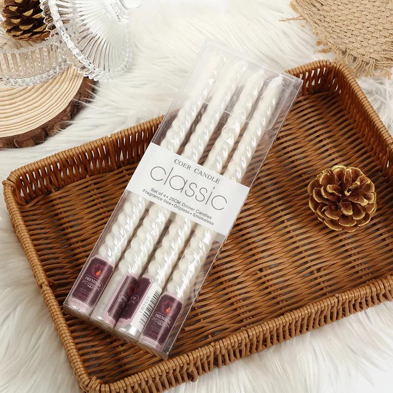 Boxed Western Restaurant Birthday Candle Long Taper Pole Candle Color Thread Romantic Wedding Event Candle