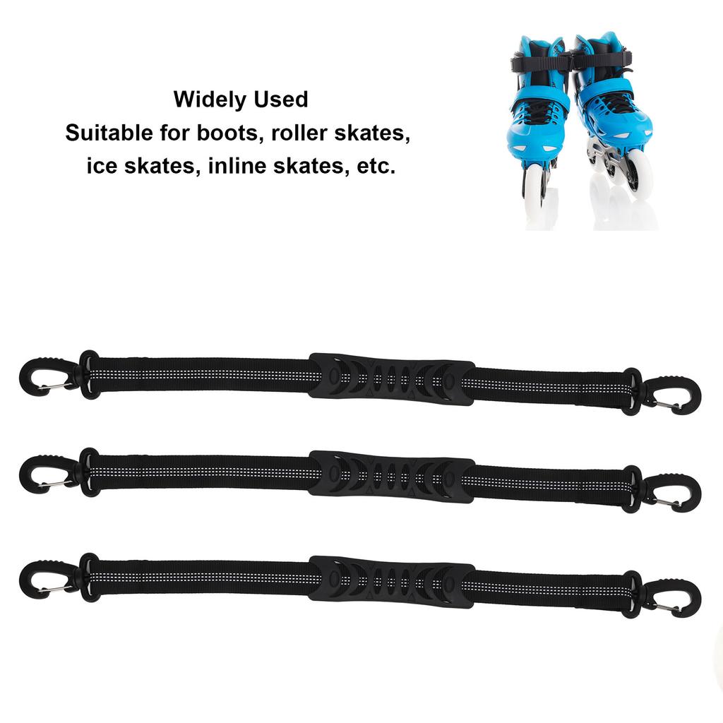 3 Pcs Roller Skate Leash Nylon Ski Boots Carrier Strap Snowboard Boot Carrier Strap for Carrying Skate Shoes Black
