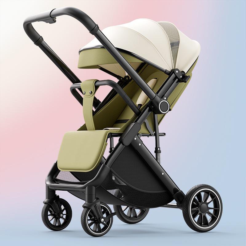 Lightweight Foldable Baby Stroller, High View, Two-Way Pushing, Newborn Essential, Safe, Sit-and-Lie Design