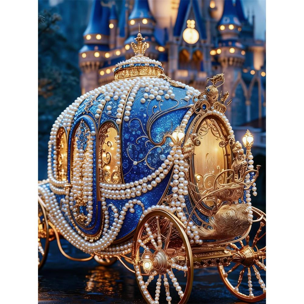 

Disney Pearl Painting Set Castle Pearl Pumpkin and Carriage Exquisite and Sparkling Artwork Perfect for Home Wall Decoration and Handmade Gifts 35x45cm