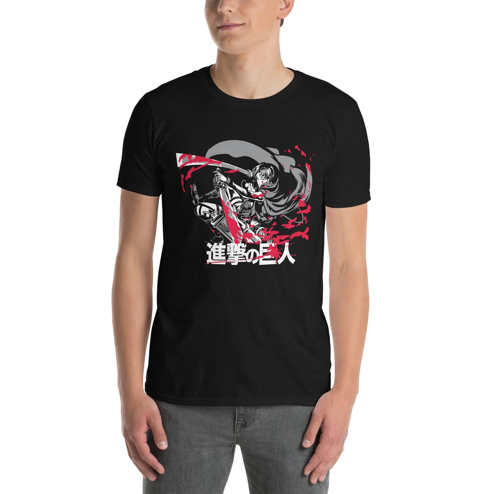Manga Unisex T-Shirt, anime Levi Ackerman titan japan cartoon comic graphic XXL