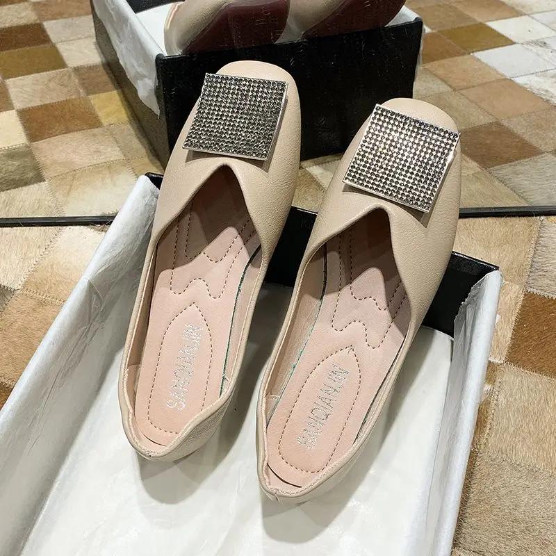 Fashion Square Toe Slip-on Women's Flat Shoes Korean Style Spring Elegant and Fashionable Wholesale Stylish Comfortable Ladies Footwear