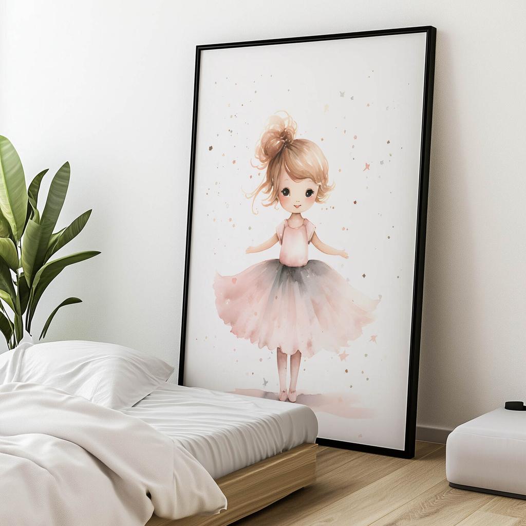 Różowa Balerina - Tańcząca Elegancja Różowa Balerina - Tańcząca Elegancja, 50X70 Cm, Bez Ramy, Płótno Premium Na Blejtramie