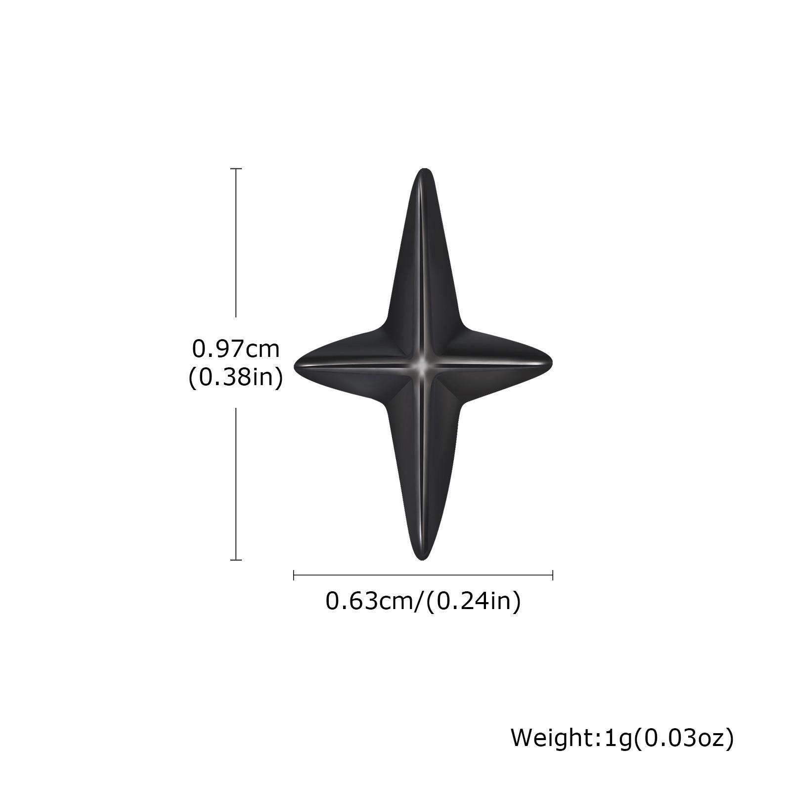 Black Star Stud Earrings for Men Boys,Stainless Steel Four Point Star Earring,Trendy Hiphop Jewelry